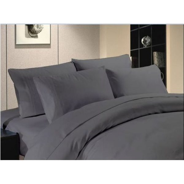 Surj Plain Dark Grey King Size Bedsheet, Gray King Size Bed Sheets