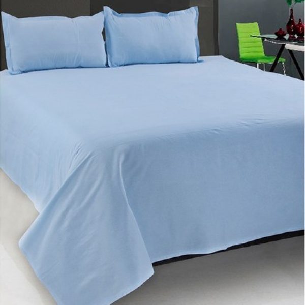 Surj Plain Sky Blue King Size Bed Sheet, Length And Width Of King Size Bed Sheet